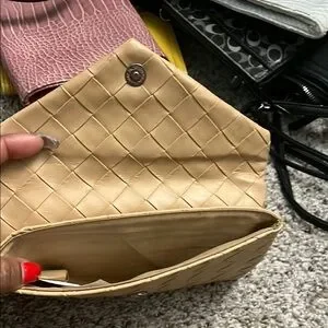 Tan Woven Clutch Bag